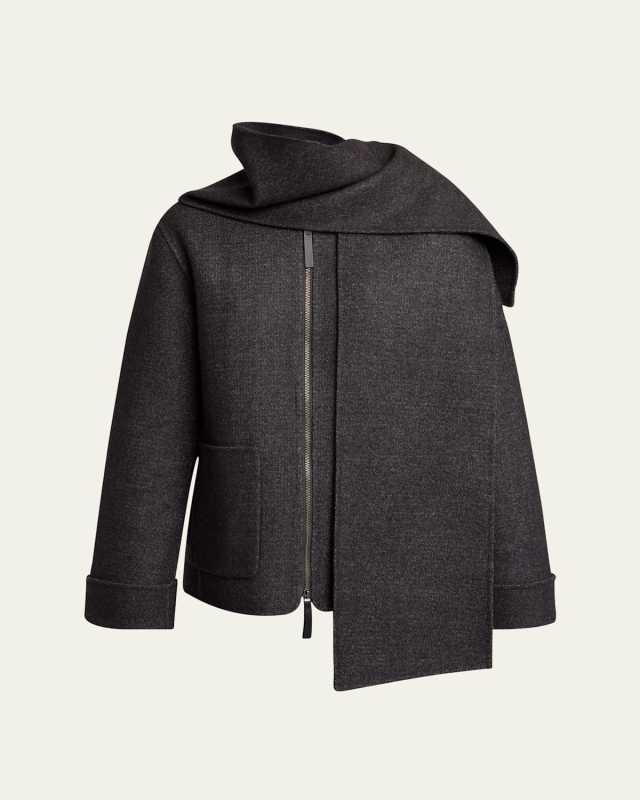 Soraya Double-Face Wool Jacket with Detachable Scarf
